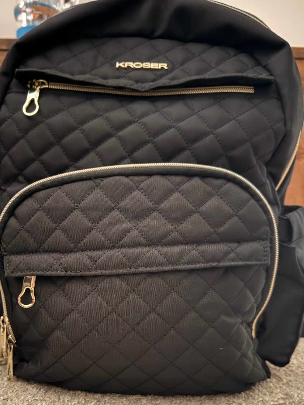 Black Quilted Multi-Compartment Backpack - Picture 6 of 9